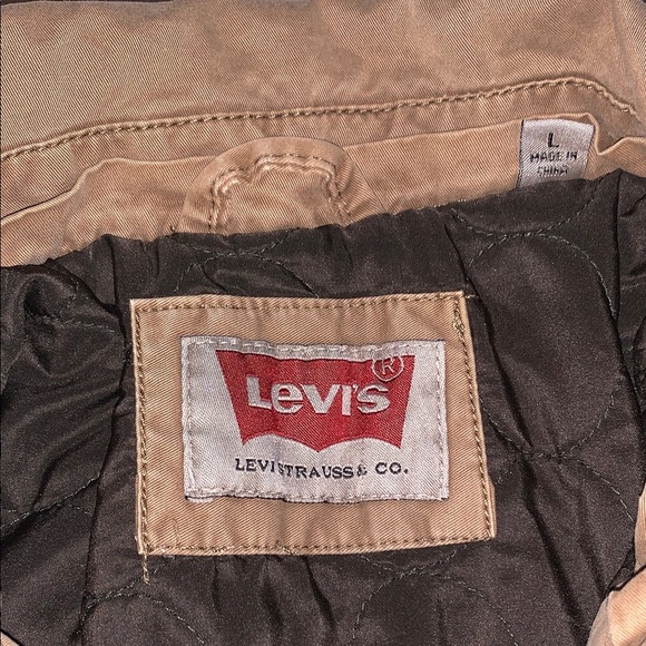 Levi's Insulated Rugged Khaki Insulated Zip-Up Work Casual Jacket L Distressed - Picture 8 of 16